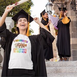 Graduation Sloth Graphic Tee - White